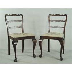 PAIR OF NEEDLEWORK CHIPPENDALE STYLE CHAIRS
