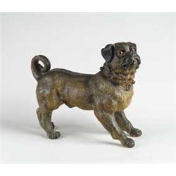 FINE PAINTED TERRACOTTA FIGURE OF A PUG