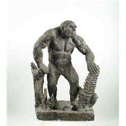 BRONZE PATINATED PLASTER FIGURE OF A GORILLA