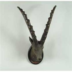 OUTSTANDING LARGE CARVED WOOD AND PAINTED ANTELOPE TROPHY MOUNT