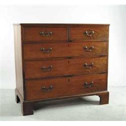 ENGLISH MAHOGANY TWO OVER THREE DRAWER GEORGIAN CHEST