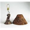 Image 1 : BLACK FOREST TYPE CARVED LAMP WITH FEATHER SHADE