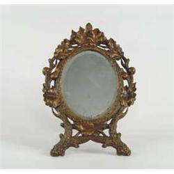 BLACK FOREST TYPE CARVED WALNUT DRESSING MIRROR