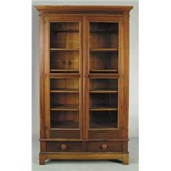 TWO DOOR GLASS BOOKCASE ON FRAME