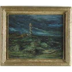 SIGNED T.A.R. (20th Century) “NOR’EASTER-ST. JAMES LIGHT”