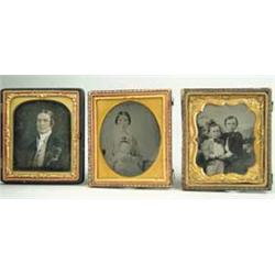 LOT OF AMBROTYPE AND DAGUERREOTYPE CASES WITH FOUR IMAGES