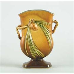 ROSEVILLE:  “PINE CONE” TWO HANDLED VASE
