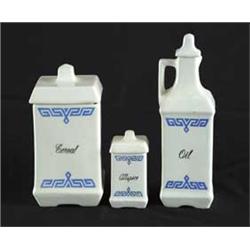 FOURTEEN PIECE BLUE & WHITE CANISTER SET