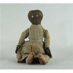 EARLY FOLK ART BLACK CLOTH DOLL