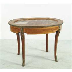 CONTINENTAL MARQUETRY MARBLE TOP STAND