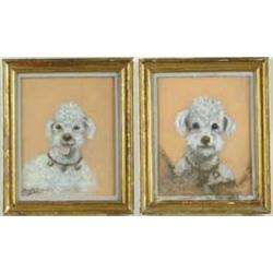 MARY M. GUICHARD (1929) PAIR OF WHITE POODLES