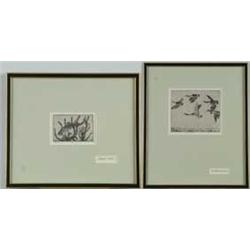 BENSON BOND MOORE (1882-1974) TWO PRINTS “SOUTHBOUND GEESE” AND “STRIPED BASS”
