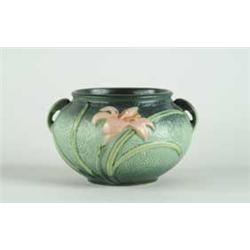 ROSEVILLE:  “ZEPHYER LILY” TWO HANDLED BOWL SHAPED VASE