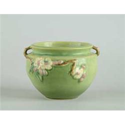 ROSEVILLE:  “APPLE BLOSSOM” TWO HANDLED BOWL SHAPED VASE