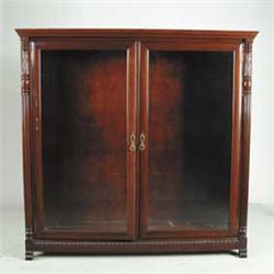 FINE MAHOGANY TWO DOOR GLASS FRONT BOOKCASE