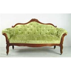 GRAPE CARVED WALNUT VICTORIAN SOFA