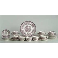PARTIAL 32-PIECE DINNER SERVICE BY CLARICE CLIFF IN THE TONQUIN PATTERN