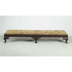 QUEEN ANNE STYLE NEEDLEPOINT TOP FIREPLACE BENCH