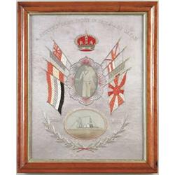 ORIENTAL PATRIOTIC NEEDLEWORK “A SOUVENIR OF MY CRUISE IN CHINA AND JAPAN”