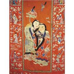 FINE ORIENTAL NEEDLEWORK WALL HANGING