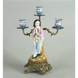 PORCELAIN AND ORMOLU FIGURAL CANDELABRA