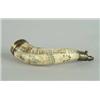Image 1 : FINE BRASS AND SCRIMSHAW DECORATED POWDER HORN