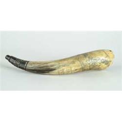 REPRODUCTION ENGRAVED POWDER HORN
