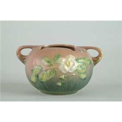 ROSEVILLE:  “WHITE ROSE” TWO HANDLED VASE