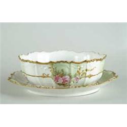 LIMOGES HAND PAINTED BOWL WITH UNDER LINER