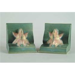 ROSEVILLE:  “CLEMATIS” PAIR OF BOOKENDS