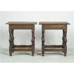 PAIR OF REPRODUCTION WALNUT JOINT STOOLS