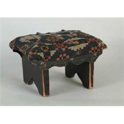 EARLY FOOTSTOOL WITH HOMESPUN COVER