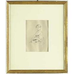 BERTHE MORISOT (French, 1841-1895) “LA PETITE FILLE AU CHAT”