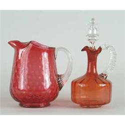 TWO PIECES OF CRANBERRY GLASS
