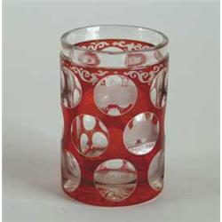 FINE BOHEMIAN GLASS ETCHED DECORATED GLASS INSERT