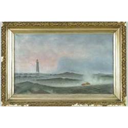 PARKHURST (American, 19th/20th Century) OCEAN LIGHTHOUSE