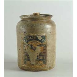 SNUFF STONEWARE JAR AND SNUFF BOX