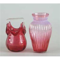 2-PIECES OF CRANBERRY GLASS