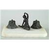 Image 1 : FIGURAL METAL AND MARBLE INKSTAND