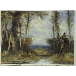 J. FOX (19th/20th Century) LANDSCAPE WITH FIGURE