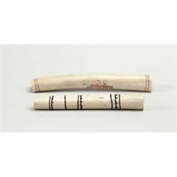 TWO BONE SNUFF TUBES OR NEEDLE CASES