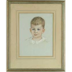 E. B. WARREN (American, Mid-20th Century) PASTEL PORTRAIT OF YOUNG BOY