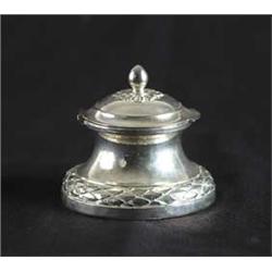 SILVER HINGED COVERED INKWELL