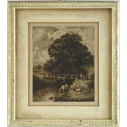 A. BARRY (19th Century) COWS AT THE BRIDGE