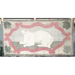 WHITE CAT HOOKED RUG