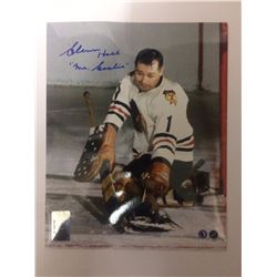 GLENN HALL SIGNED 8 X 10 PHOTO INSCRIBED "MR. GOALIE"