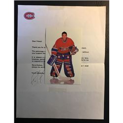 PATRICK ROY SIGNED 5 X 7 PHOT ROY COA LETTER INCLUDED