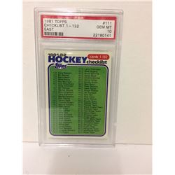 1981 CHECKLIST 1-132 #111 TOPPS HOCKEY TRADING CARD (GEM MT 10)