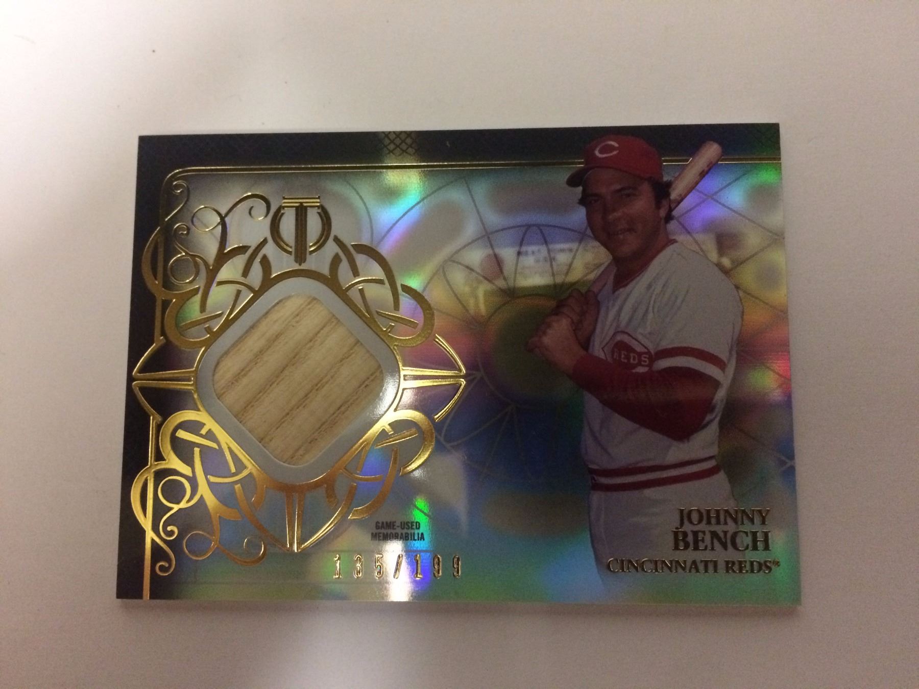 Johnny Bench Game Used Bat Card W Coa