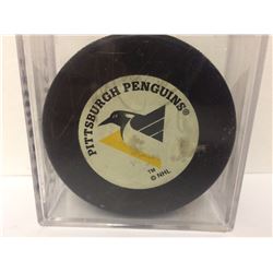 JOE MULLEN SIGNED PITTSBURGH PENGUINS HOCKEY PUCK